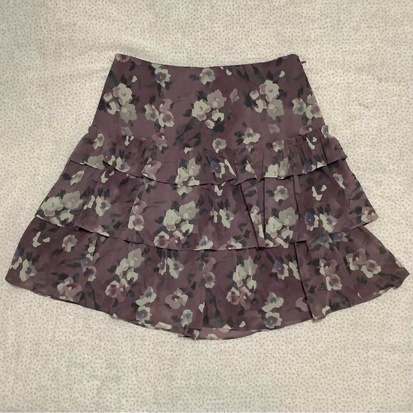 Purple Dark Feminine Romantic Whimsigoth Fairy Grunge Tiered Ruffle Mini Skirt 4 - Picture 2 of 15